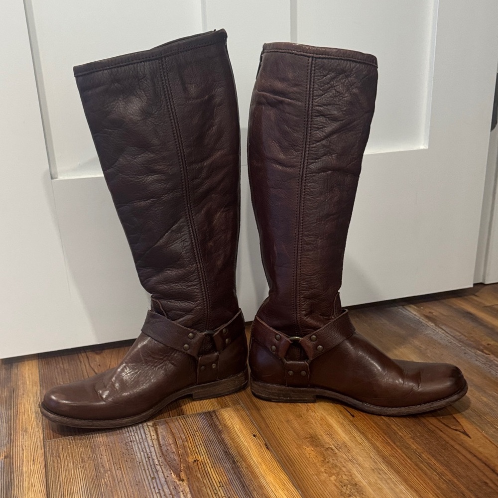 Frye Dark Brown Leather Riding Boots